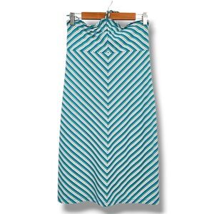 Esprit Halter Dress Striped Sleeveless Casual Sundress Turquoise White M